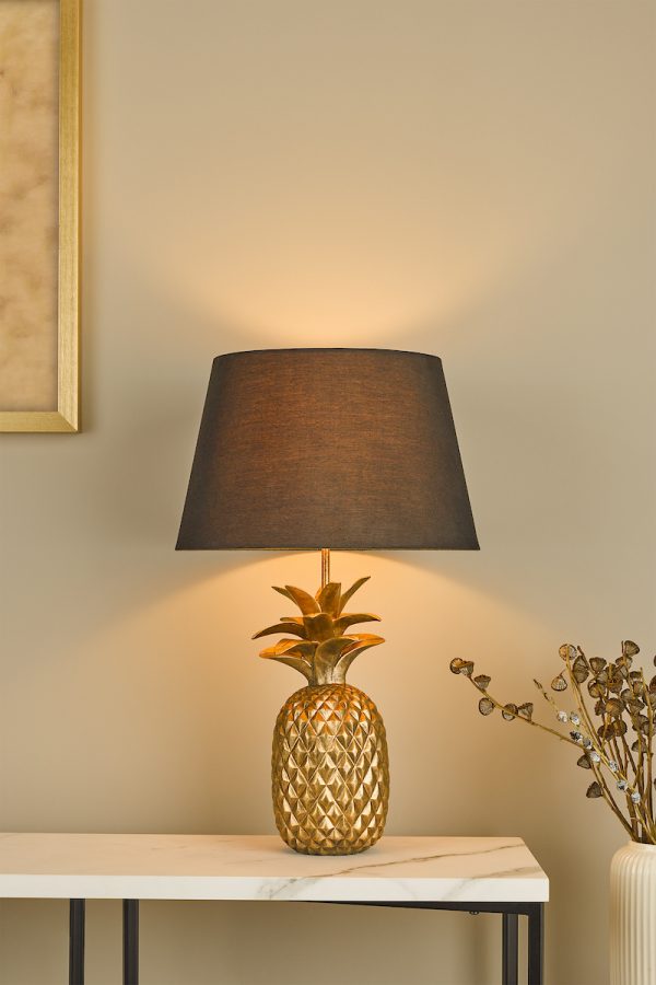 Safa Pineapple Table Lamp Gold With Shade - Image 4