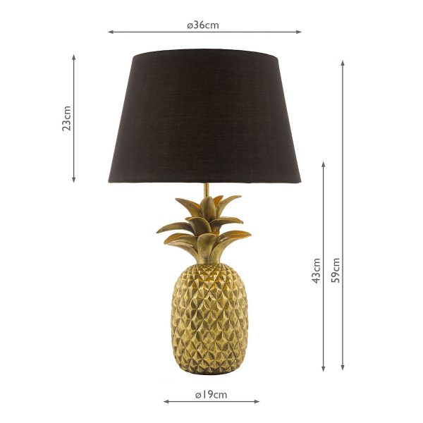 Safa Pineapple Table Lamp Gold With Shade - Image 6