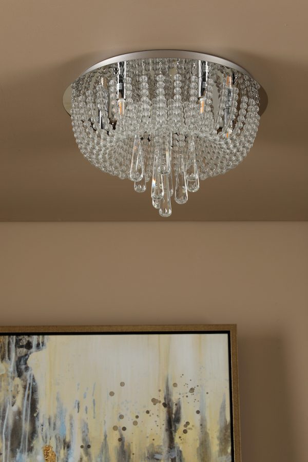 Saigon 5 Light Flush Polished Chrome/Clear - Image 7