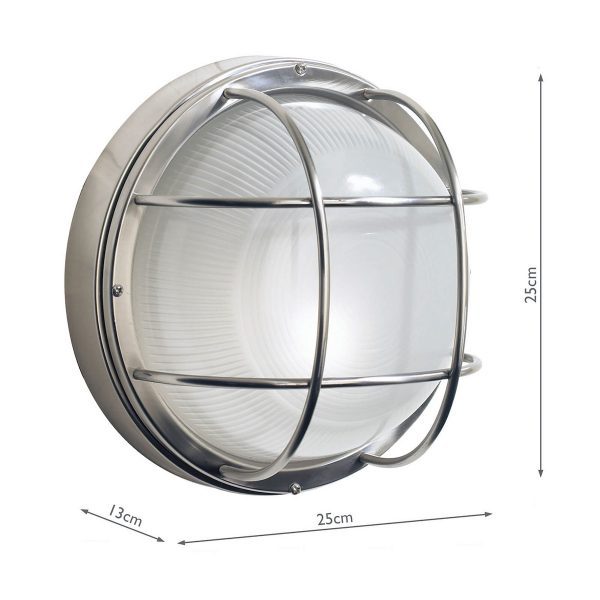 Salcombe Round Outdoor Wall Light Stainless Steel Glass IP44 - Image 6