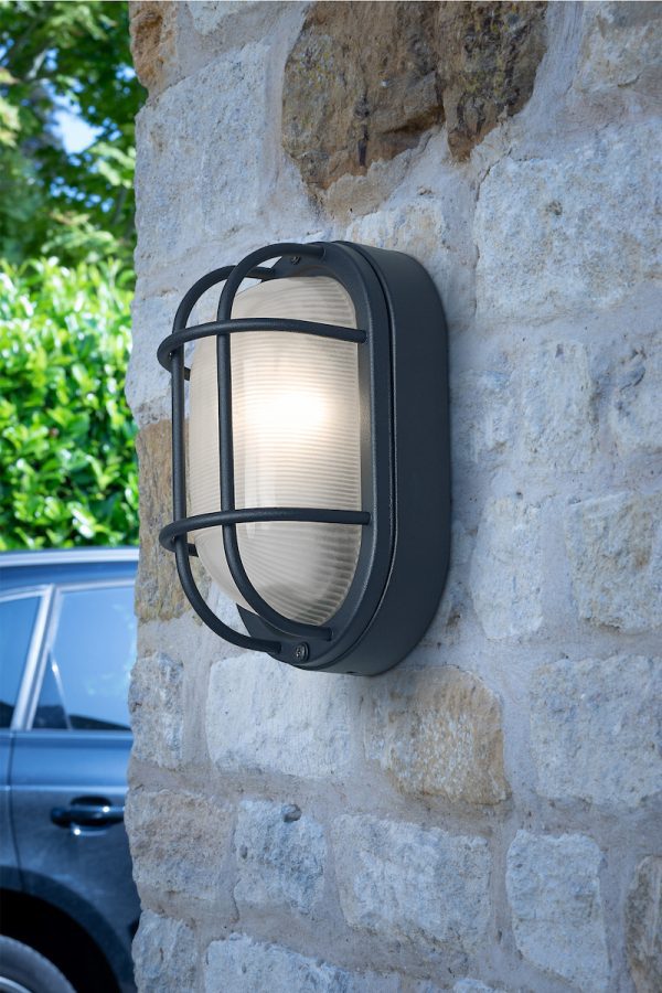 Salcombe Oval Outdoor Wall Light Matt Black IP44 - Image 5