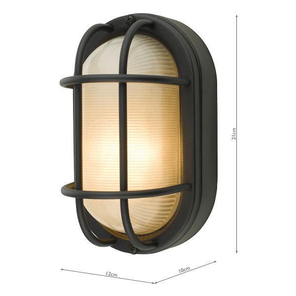 Salcombe Oval Outdoor Wall Light Matt Black IP44 - Image 6