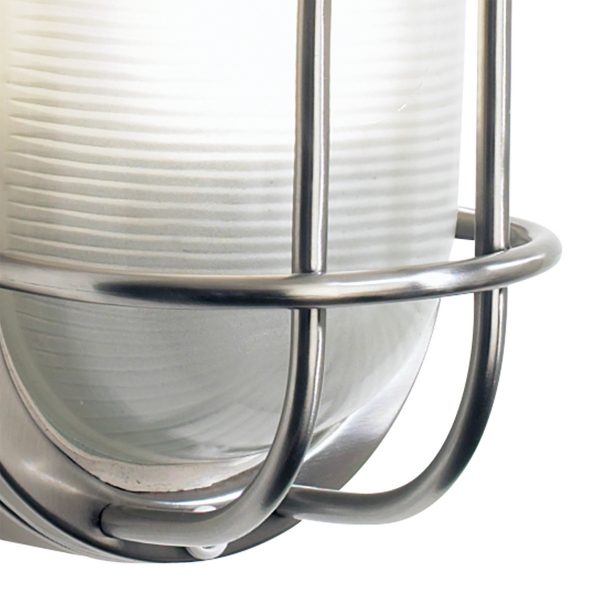 Salcombe Oval Outdoor Wall Light Stainless Steel Glass IP44 - Image 2