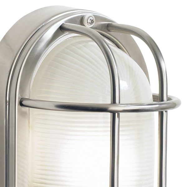 Salcombe Oval Outdoor Wall Light Stainless Steel Glass IP44 - Image 3