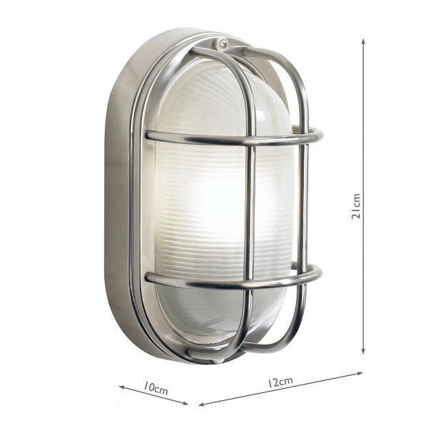 Salcombe Oval Outdoor Wall Light Stainless Steel Glass IP44 - Image 6