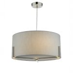 Santino Pendant Satin Chrome With Grey Cotton Shade
