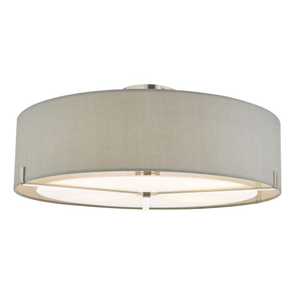 Santino 3 Light Semi Flush Satin Chrome With Grey Shade