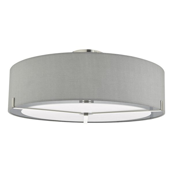 Santino 3 Light Semi Flush Satin Chrome With Grey Shade - Image 2