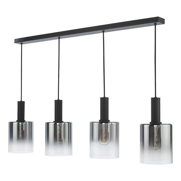 Savannah 4 Light Bar Pendant Matt Black and Smoked Glass - Image 2