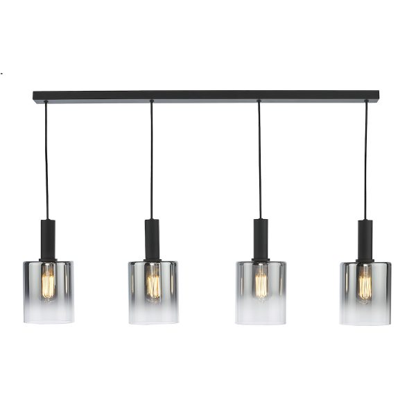 Savannah 4 Light Bar Pendant Matt Black and Smoked Glass - Image 3