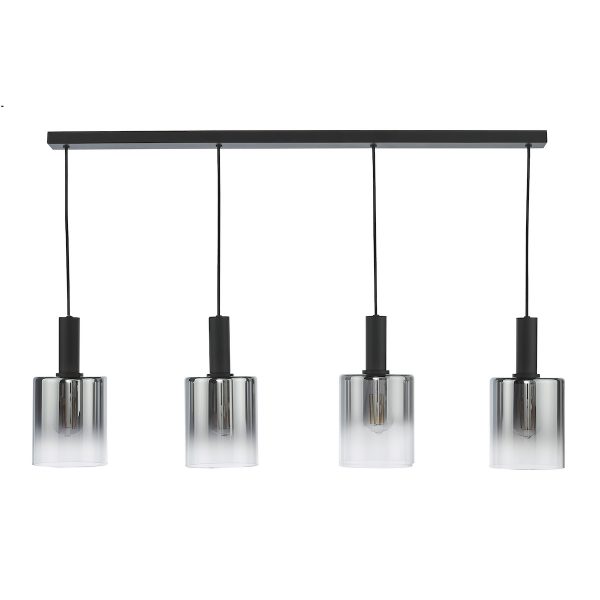 Savannah 4 Light Bar Pendant Matt Black and Smoked Glass - Image 4