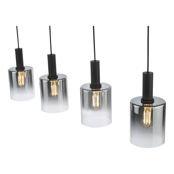 Savannah 4 Light Bar Pendant Matt Black and Smoked Glass - Image 5