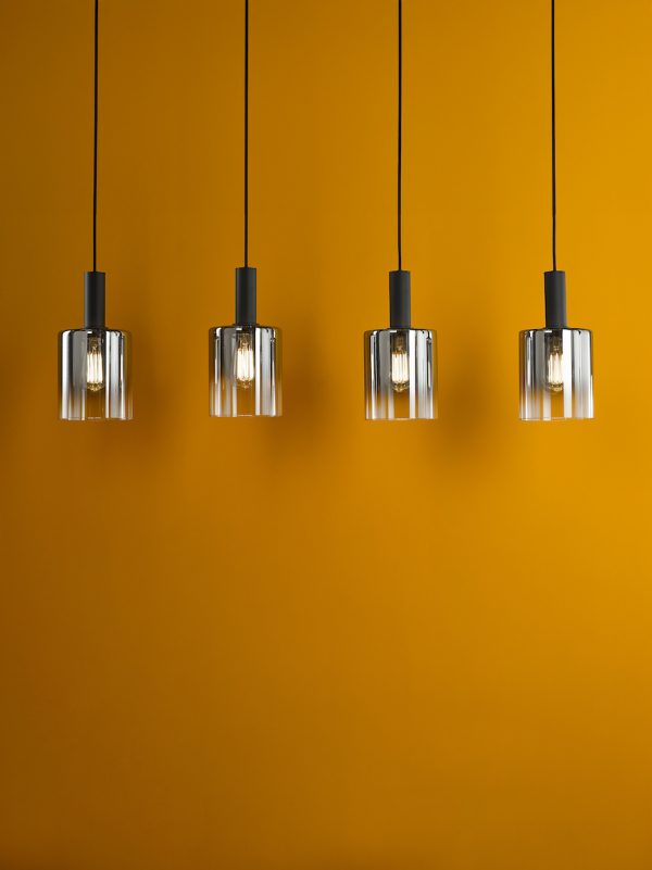 Savannah 4 Light Bar Pendant Matt Black and Smoked Glass - Image 6