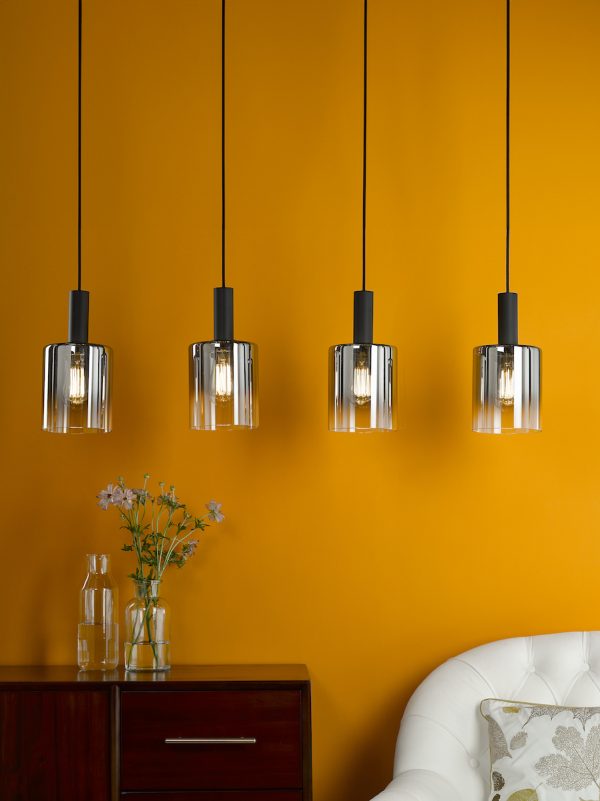 Savannah 4 Light Bar Pendant Matt Black and Smoked Glass - Image 8
