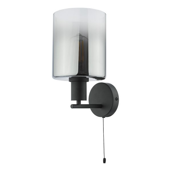 Savannah Wall Light Matt Black and Smoked Glass - Image 2
