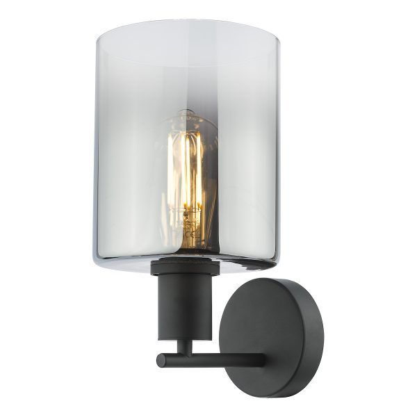 Savannah Wall Light Matt Black and Smoked Glass - Image 3