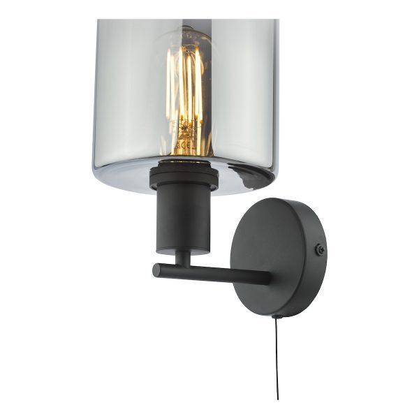 Savannah Wall Light Matt Black and Smoked Glass - Image 5