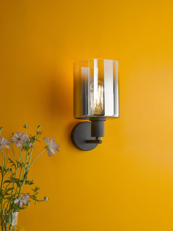 Savannah Wall Light Matt Black and Smoked Glass - Image 6