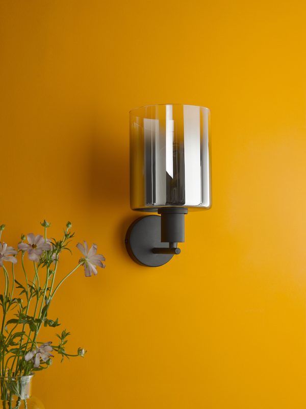 Savannah Wall Light Matt Black and Smoked Glass - Image 7