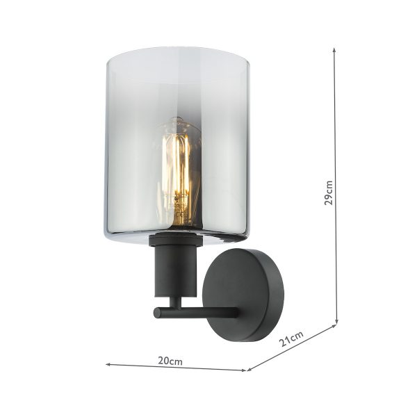 Savannah Wall Light Matt Black and Smoked Glass - Image 8