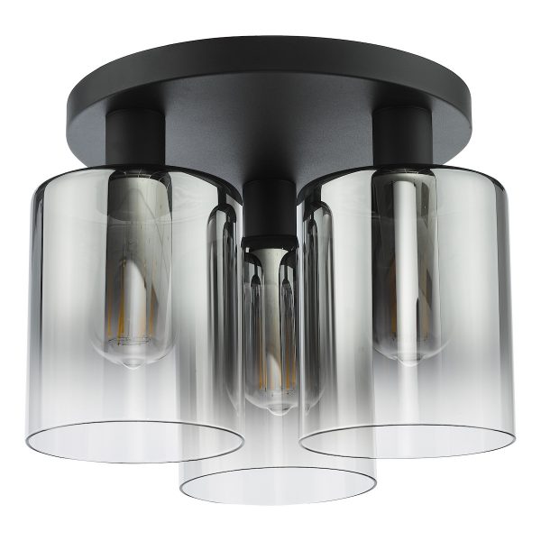Savannah 3 Light Flush Matt Black and Smoked Glass - Image 2