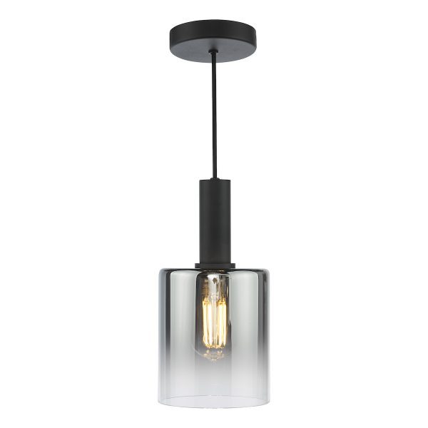 Savannah Pendant Matt Black and Smoked Glass