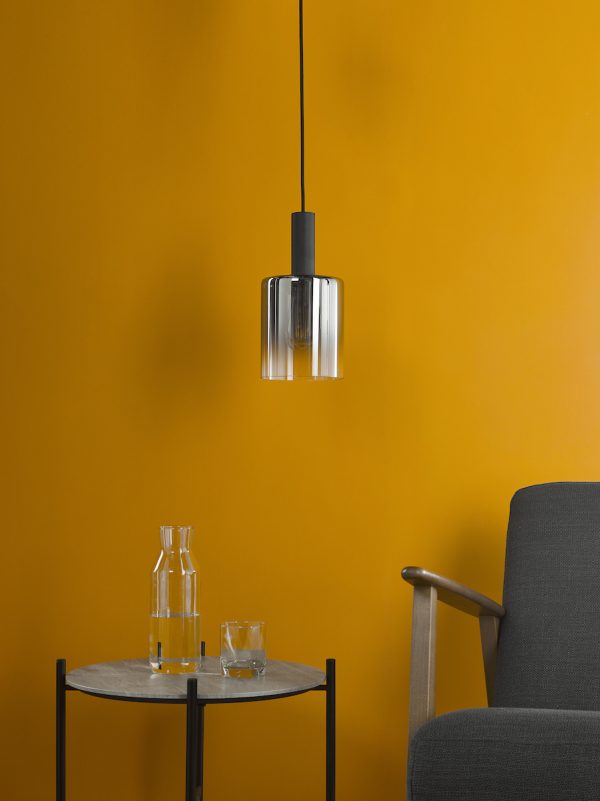 Savannah Pendant Matt Black and Smoked Glass - Image 6