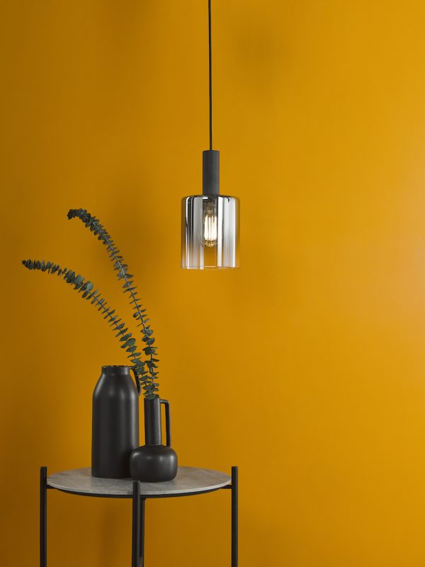 Savannah Pendant Matt Black and Smoked Glass - Image 7
