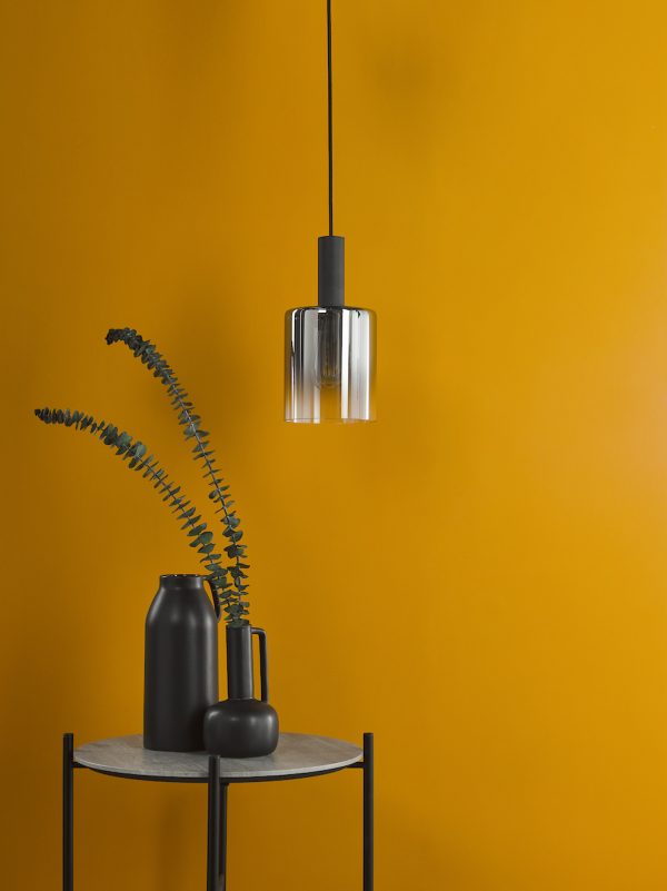 Savannah Pendant Matt Black and Smoked Glass - Image 8