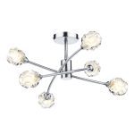 Seattle 6lt Semi Flush Satin Chrome & Sculptured Glass