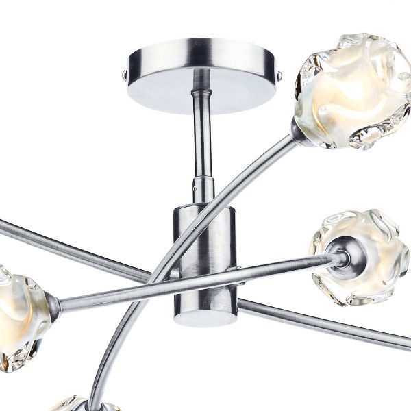 Seattle 6lt Semi Flush Satin Chrome & Sculptured Glass - Image 2