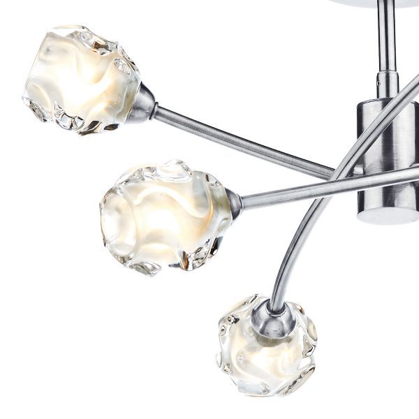 Seattle 6lt Semi Flush Satin Chrome & Sculptured Glass - Image 4