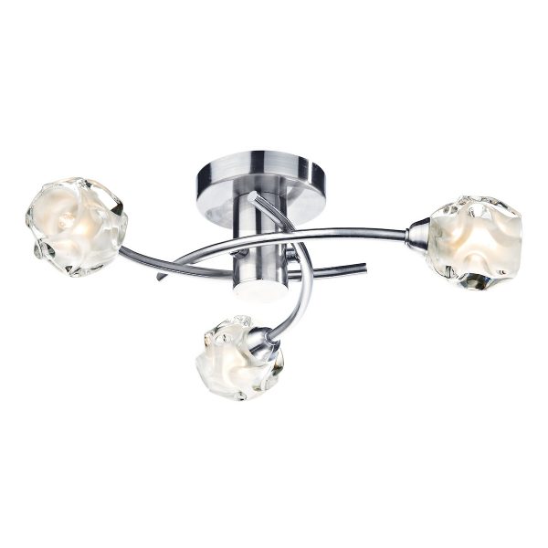Seattle 3 Light Flush Satin Chrome Glass