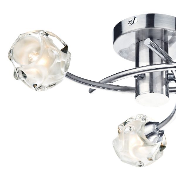 Seattle 3 Light Flush Satin Chrome Glass - Image 2