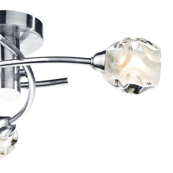 Seattle 3 Light Flush Satin Chrome Glass - Image 3