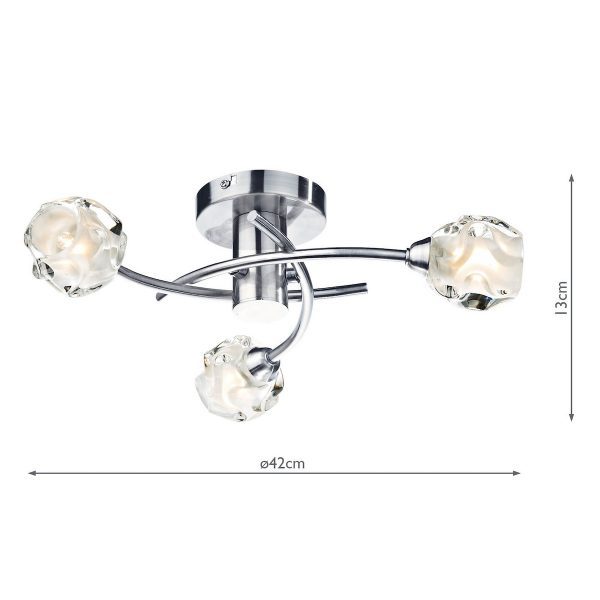 Seattle 3 Light Flush Satin Chrome Glass - Image 4