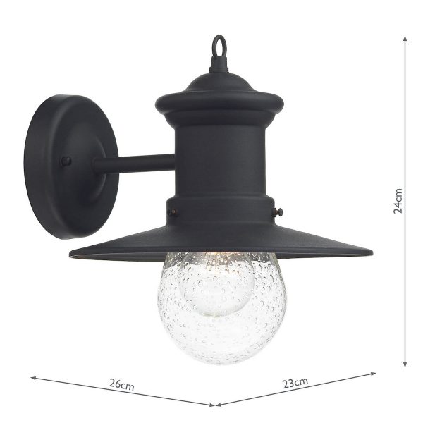 Sedgewick Outdoor Wall Light Black Glass IP44 - Image 6
