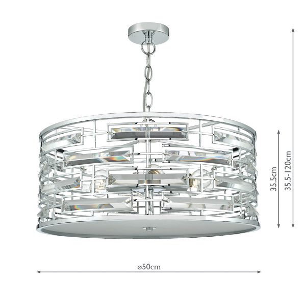 Seville 6 Light Pendant K9 Crystal Polished Chrome - Image 8