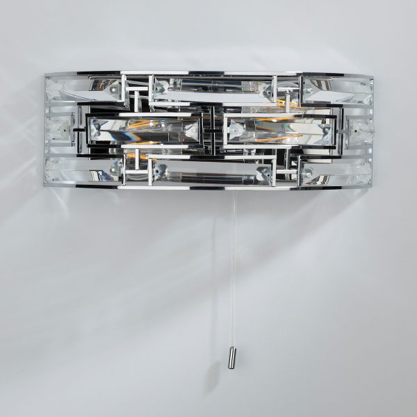 Seville 2 Light Wall Light Crystal Polished Chrome - Image 5
