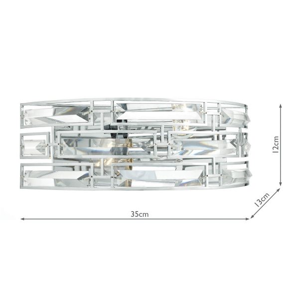 Seville 2 Light Wall Light Crystal Polished Chrome - Image 6
