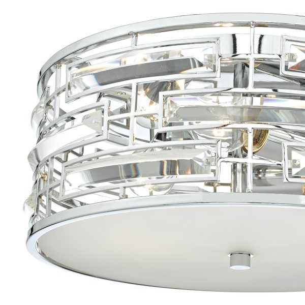 Seville 3 Light Flush Polished Chrome Crystal With Diffuser - Image 2