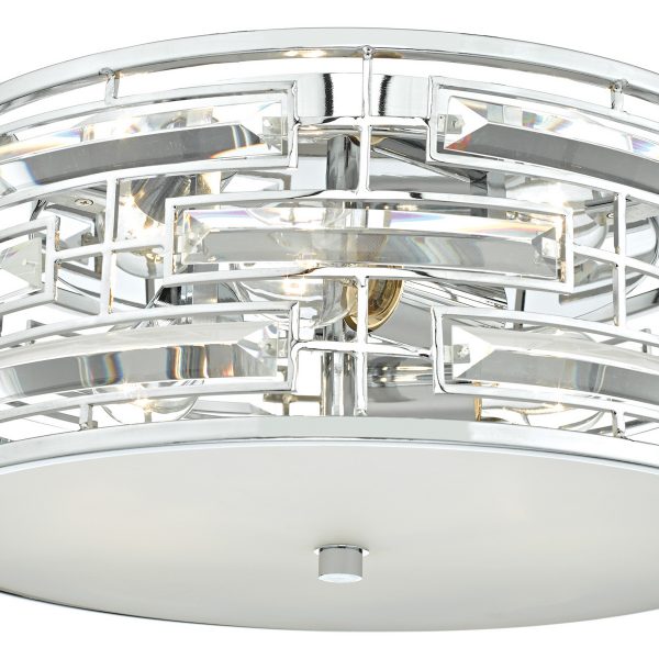 Seville 3 Light Flush Polished Chrome Crystal With Diffuser - Image 3