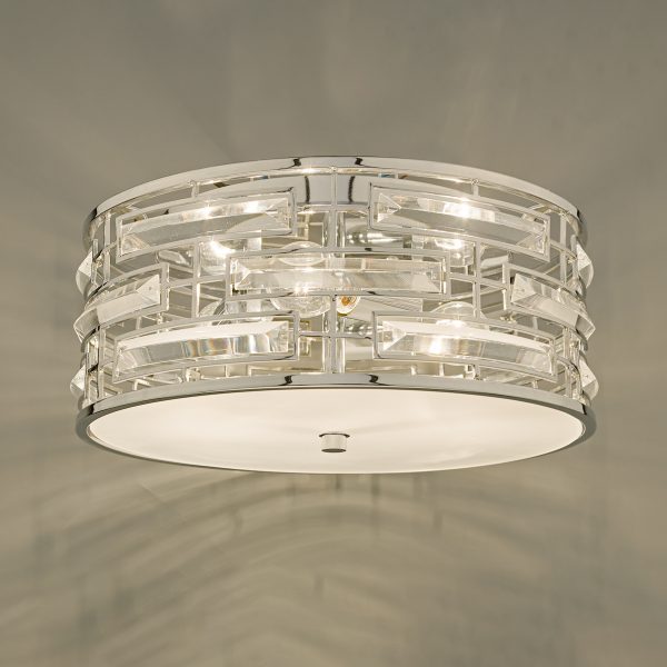 Seville 3 Light Flush Polished Chrome Crystal With Diffuser - Image 5
