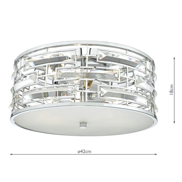 Seville 3 Light Flush Polished Chrome Crystal With Diffuser - Image 8