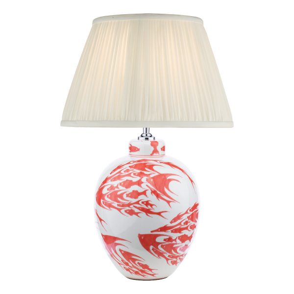 Simone Ceramic Table Lamp Coral & White Fish Pattern Base Only - Image 2
