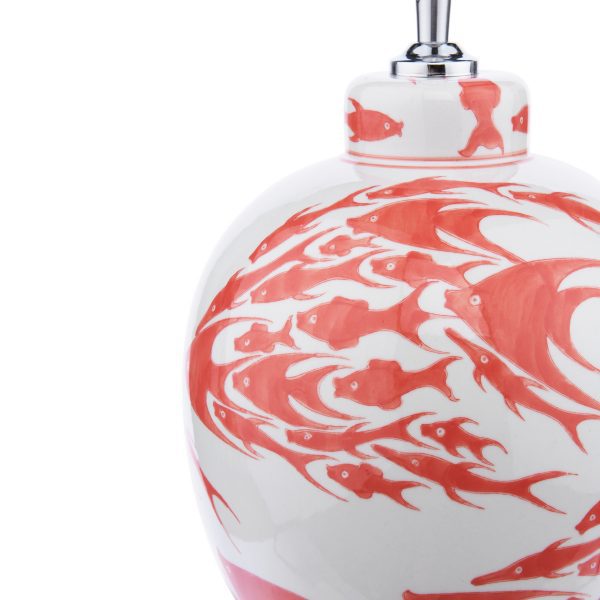 Simone Ceramic Table Lamp Coral & White Fish Pattern Base Only - Image 3