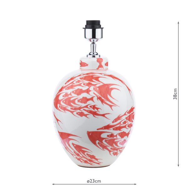 Simone Ceramic Table Lamp Coral & White Fish Pattern Base Only - Image 8