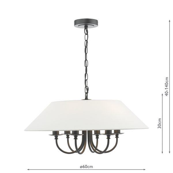 Sivan 6 Light Pendant Matt Black With Shade - Image 4