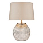 Sonia Dual Light Table Lamp Antique Brass & Silver Glass With Shade