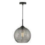 Soren 1 Light Pendant Black And Smoked Textured Glass